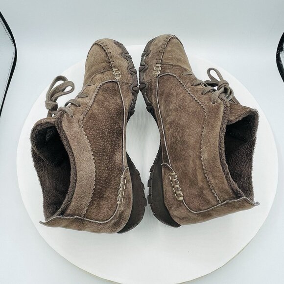 Skechers Shoes Womens Size 8 Brown Leather Moccasin Sneakers Memory Foam Booties - Picture 11 of 11